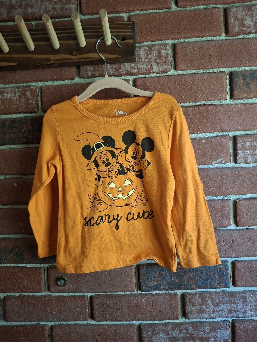 Disney Orange Mickey & Minnie Halloween Long-Sleeve Tee